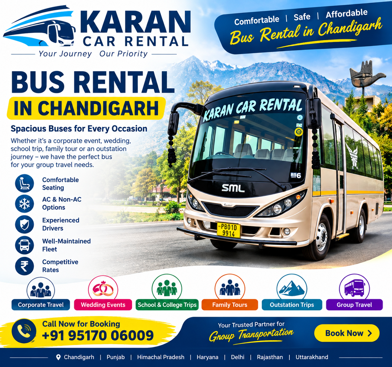 Bus Rental in Chandigarh